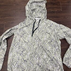 Leonisa Lightweight Windbreaker Jacket Raincoat Green white Print Unisex l/xl